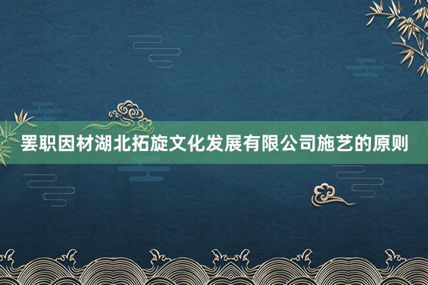 罢职因材湖北拓旋文化发展有限公司施艺的原则
