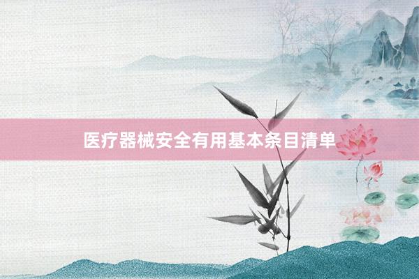 医疗器械安全有用基本条目清单