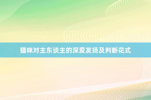 猫咪对主东谈主的深爱发扬及判断花式