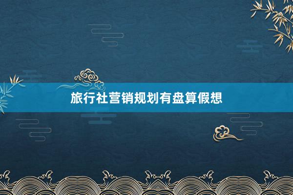 旅行社营销规划有盘算假想